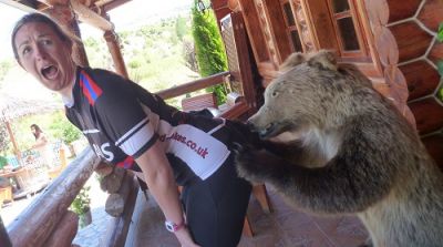 Claire Waddington Cycling on the  tour with redspokes